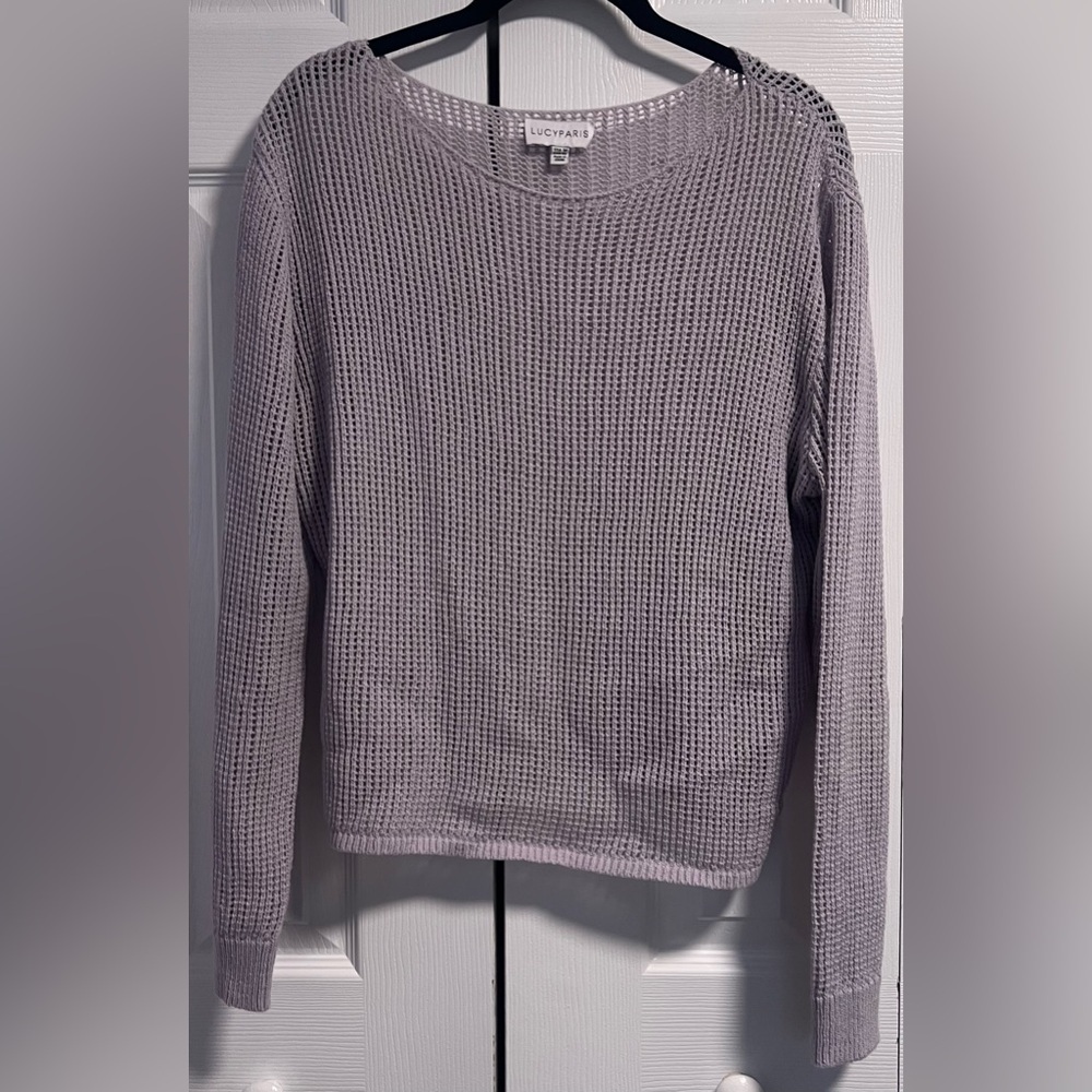 Women's Lucy Paris Open Knit Light Purple Sweater